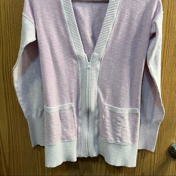 Eddie Bauer Half Zip Pink Wash Cardigan w/ Pockets Size Small - Picture 4 of 9